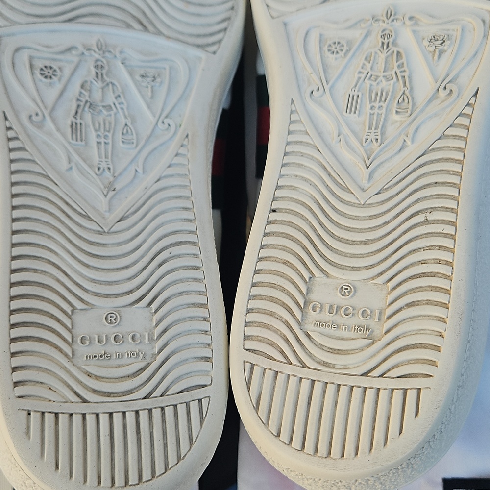 Gucci Ace White Calfskin Pearl & Spike Sneakers Sz. 38 1/2 - Picture 10 of 12